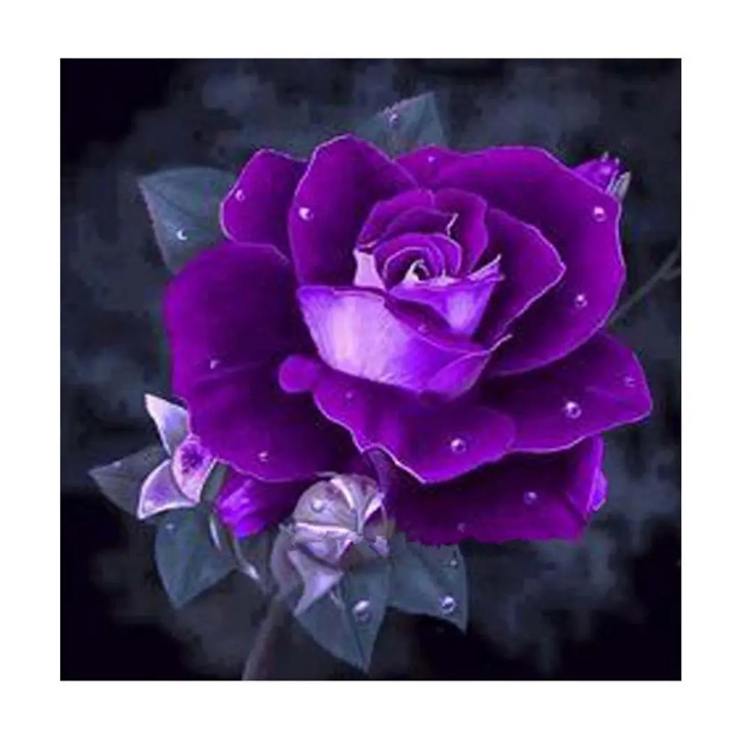 

3D Needlework Diy Diamond Painting Diamond Embroidery Square Pasted Decorative Wall Stickers Cross Stitch Crafts Purple Rose
