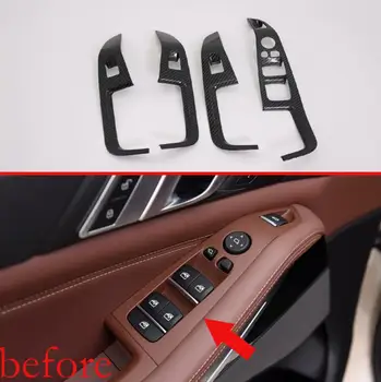 

For BMW X5 G05 2019 2020 Carbon Fiber Style Door Window Armrest Cover Switch Panel Trim Molding Garnish