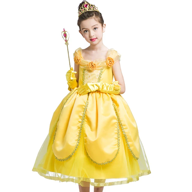 Girls' Belle Princess Costume Beauty And The Beast Cosplay Halloween Girls Belle Princess Costume Beauty And The Beast Cosplay Halloween Party Fancy Dress Deluxe Yellow Princess 32847908857html