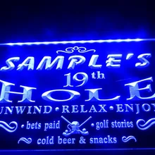 DZ010-для персонализированного названия Golf 19th Hole Bar Beer светодиодный неоновый свет знак