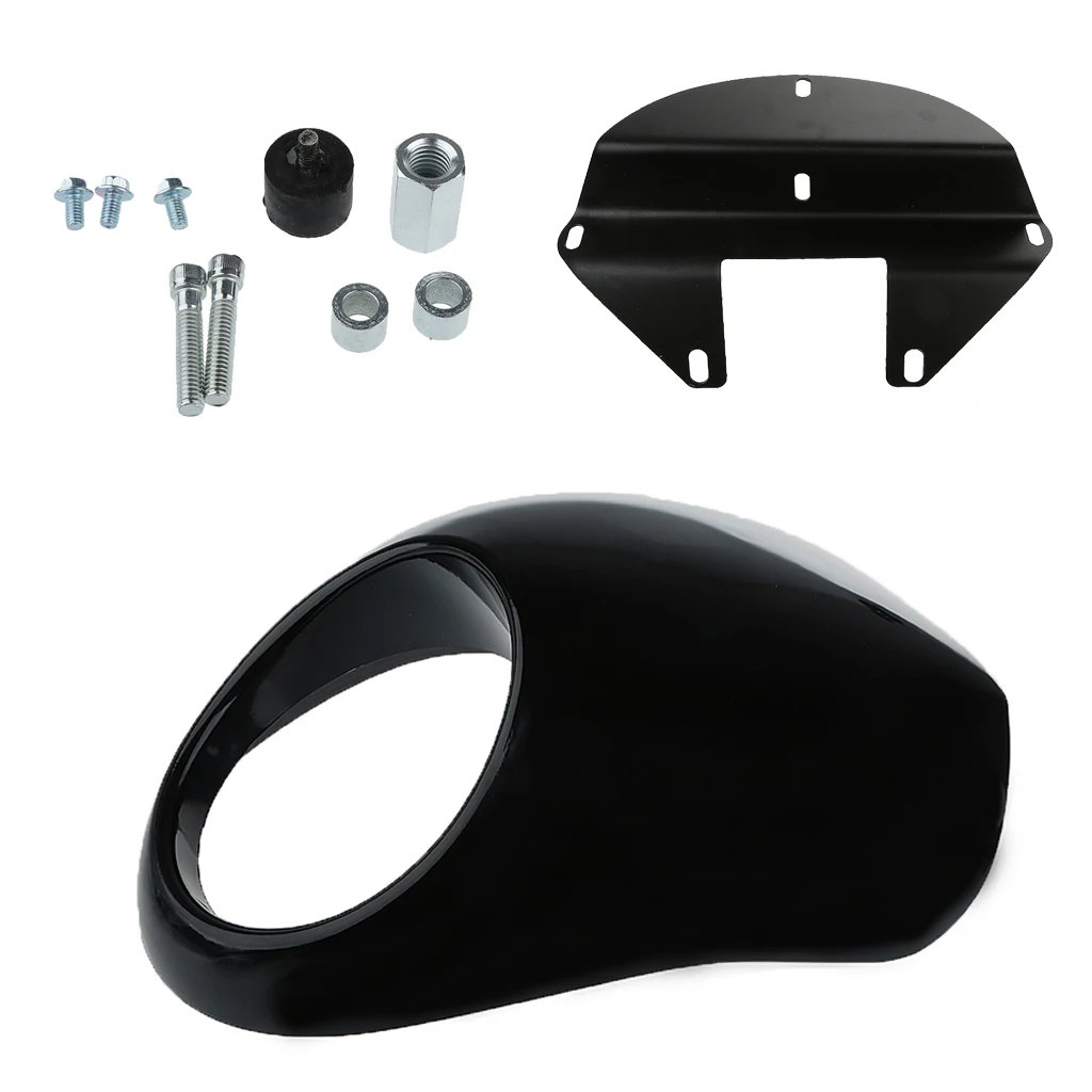 

Black Plastic Motorcycle Headlight Front Visor Fairing For plastic, metal Comes With Mounting Hardware Universal