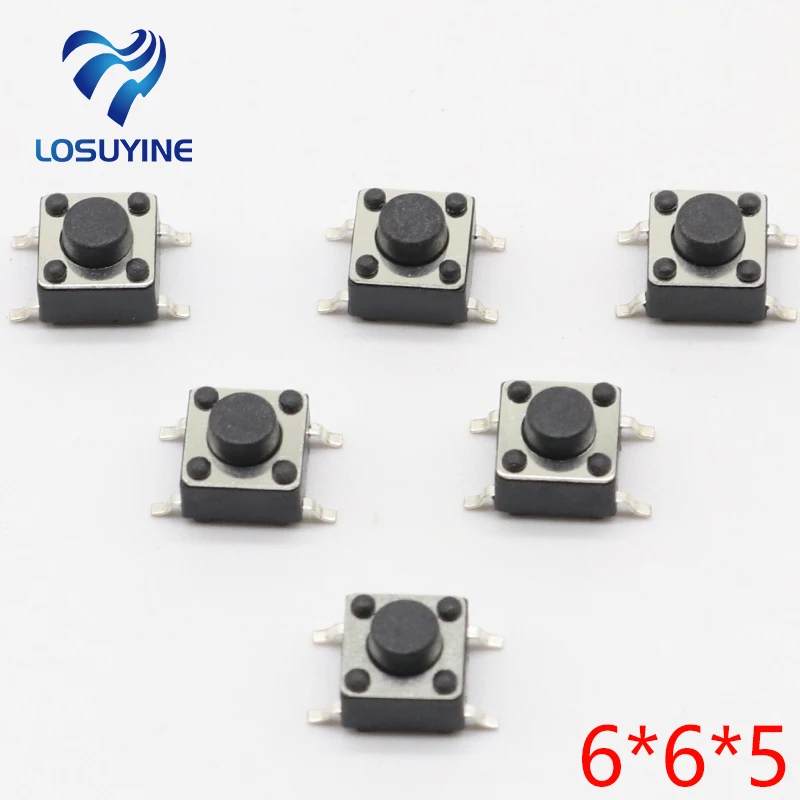 

100pcs Push Button Switch 6*6*5 Tact Switch Tactile 6x6x5 SMD SMT height is 5mm