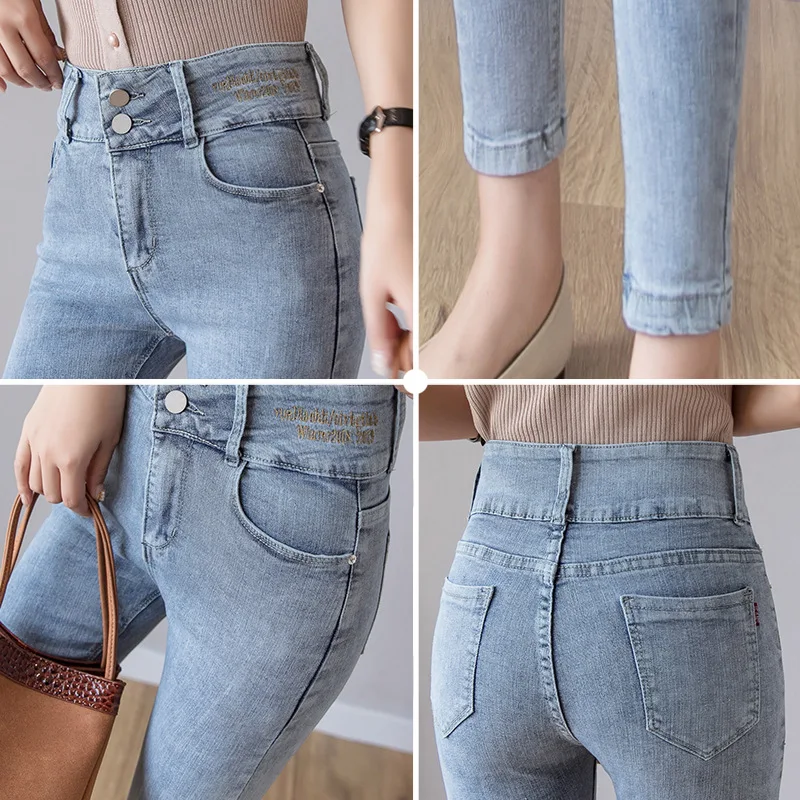 Women Blue High Waist Denim Loose Ladies Skinny AP1544-AP1549 Jeans Woman Mom Jeans