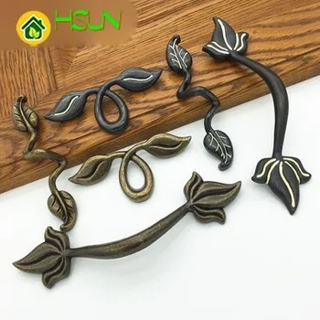

2" Dresser Pull Drawer Pulls Handles Knob Antique Bronze Black Rustic Kitchen Cabinet Knobs Handle Unique Leaf Furniture 50mm