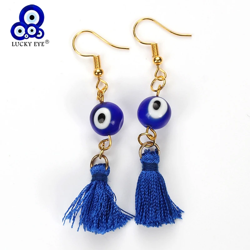 

Lucky Eye 6 Colorful Evil Eye Tassel Earring Drop Earrings Bohemian Tassel Earring For Women Girl Turkish Jewelry EY4948
