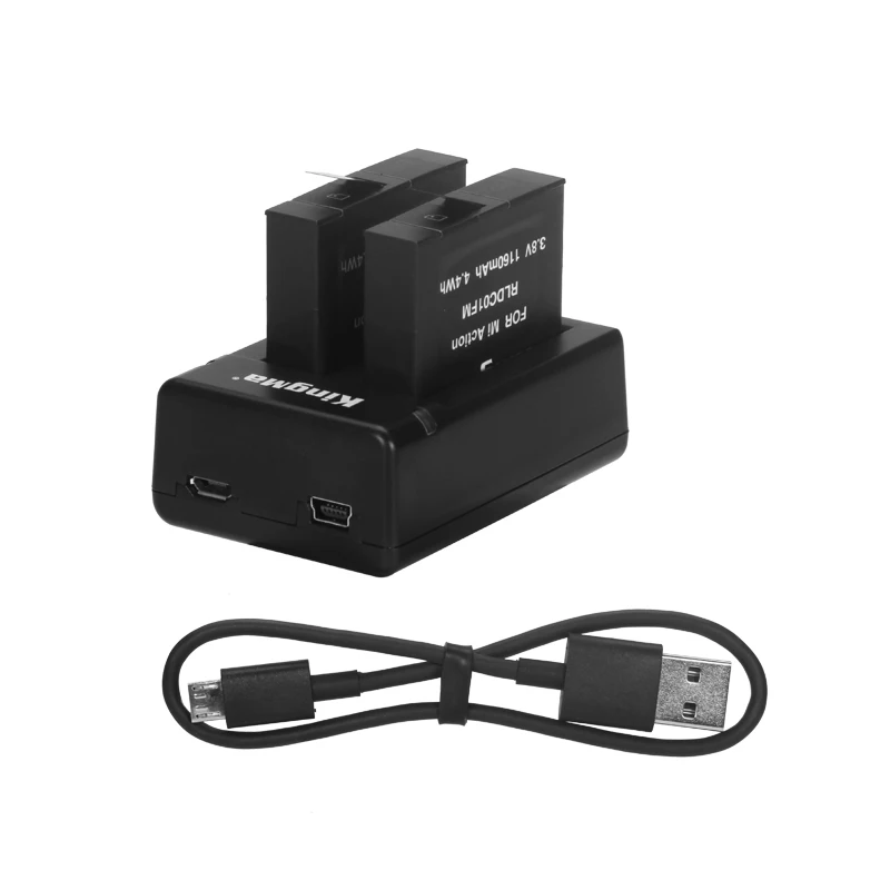 BM052 Rechargeable 2PCS Charger Li ion Battery for XIAOMI Action Camera