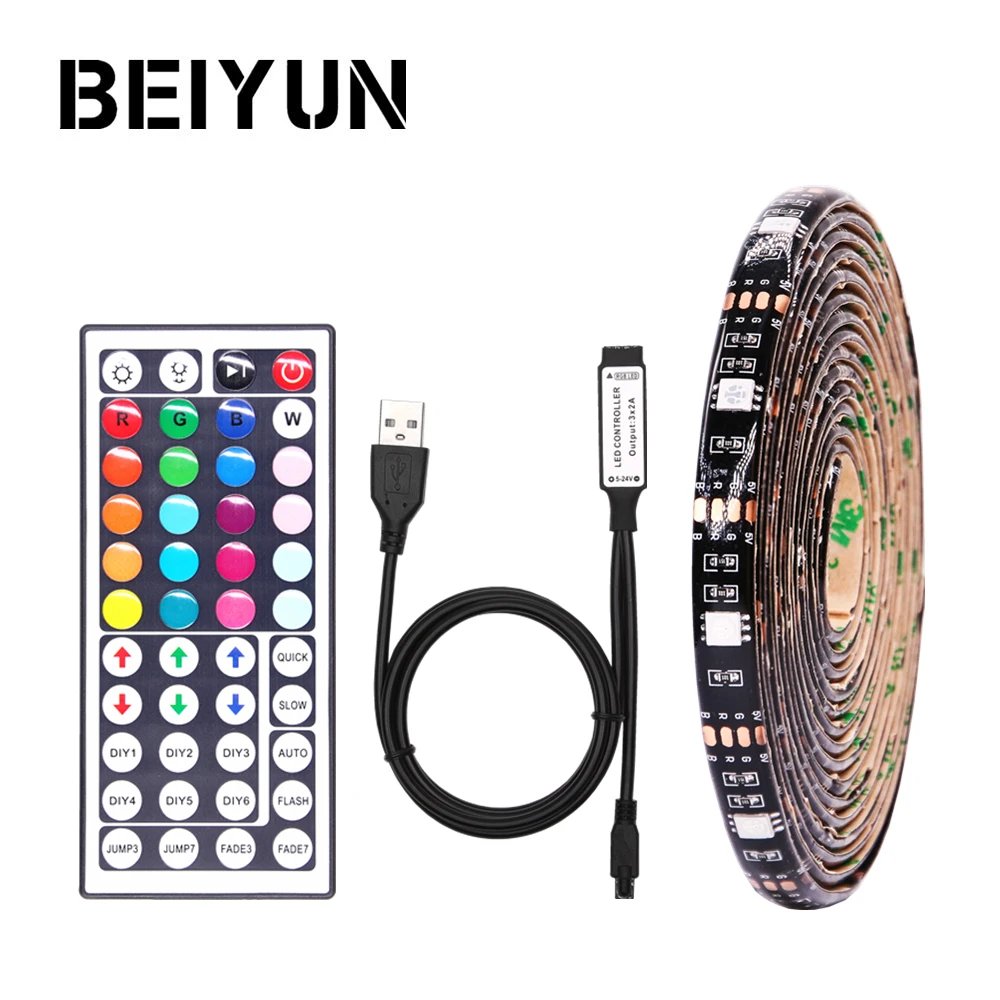 

BEIYUN 5050 RGB LED Strip Waterproof DC 5V USB LED Light Strip Flexible Bias Lighting Backlight with Remote For TV Background