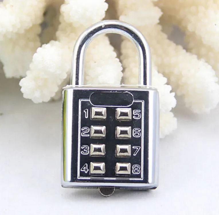 1PCS High Quality New Style 4 Digit Push Button Combination Padlock Silver Number Luggage Travel Code Lock Travel Accessories