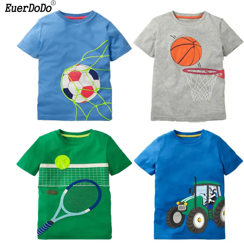 Lowered Summer Sport T Shirts For Boys Sweatshirts Football Car Dinosaur Tennis T Shirt Kids wGKW8XNk