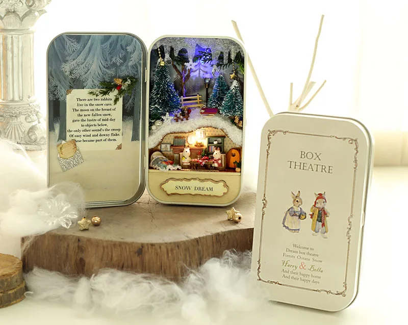 Box Theatre DIY Mini Dollhouse with Furnitures Assemble Kits Handmade Miniatures Doll House Craft Toys for Children (24)