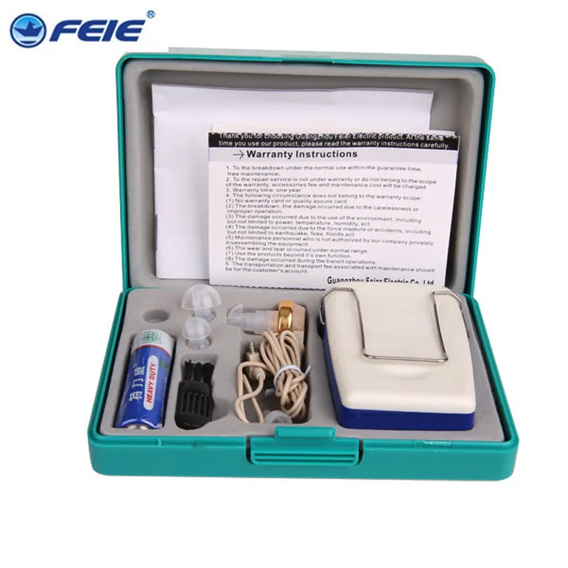  FEIE Analog Pocket Hearing Aid Portable Wire Earplugs Sound Enhancement Suitalbe for Elderly With B