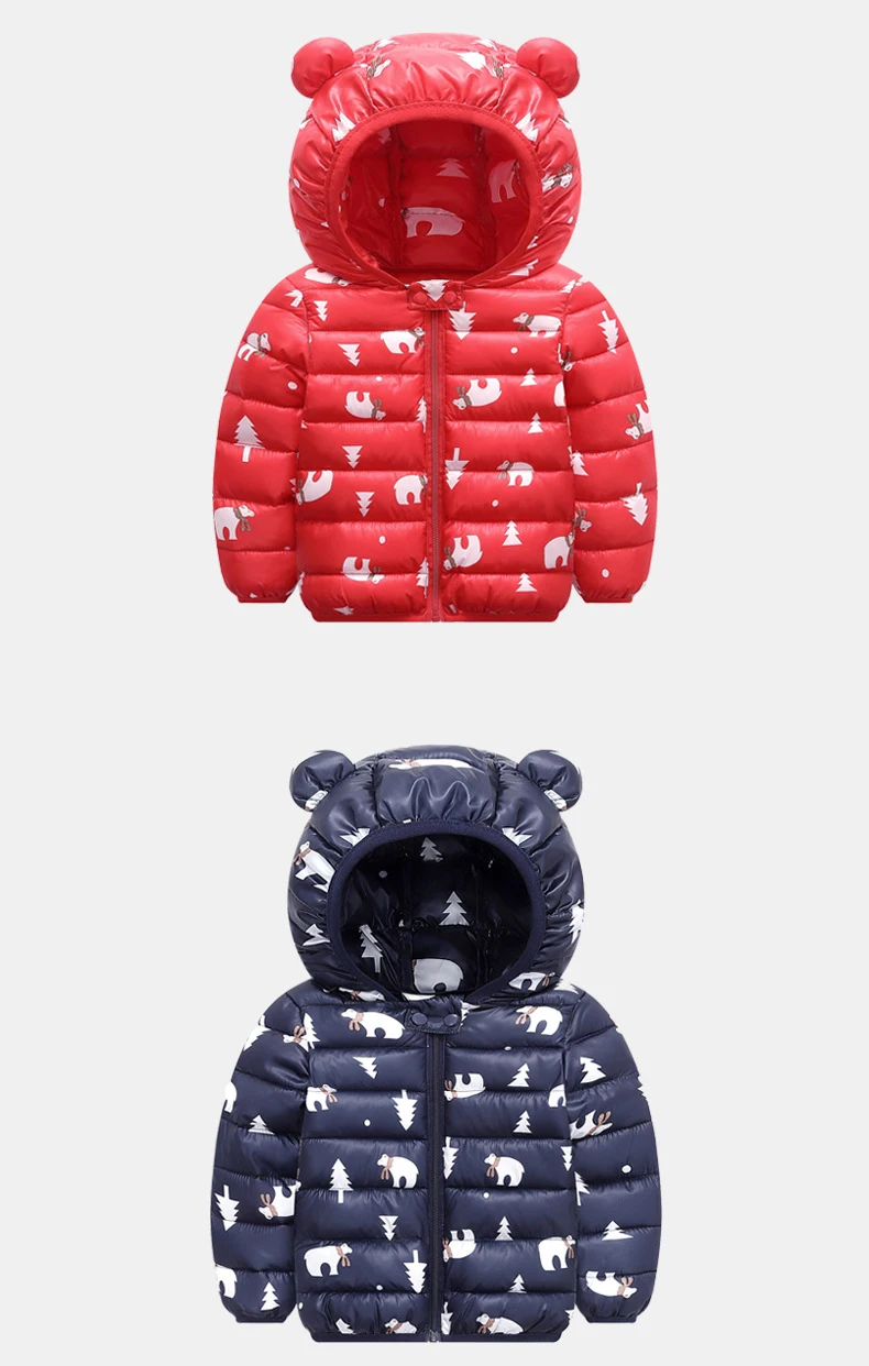 Parka para Meninas com Capuz Jaqueta de Inverno Sundae Anjo Impressão Animal Crianças Outerwear Bonito Quente Meninos Eiderdown Algodão Cabolsa 19 bonito quente meninos eiderdown algodão casaco