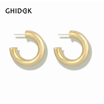 

GHIDBK Bohemia 30mm Thick C Shaped Hoop Earrings for Women Chunky Minimalist Metal Hoops Gold Silver Color Open Circle Earrings