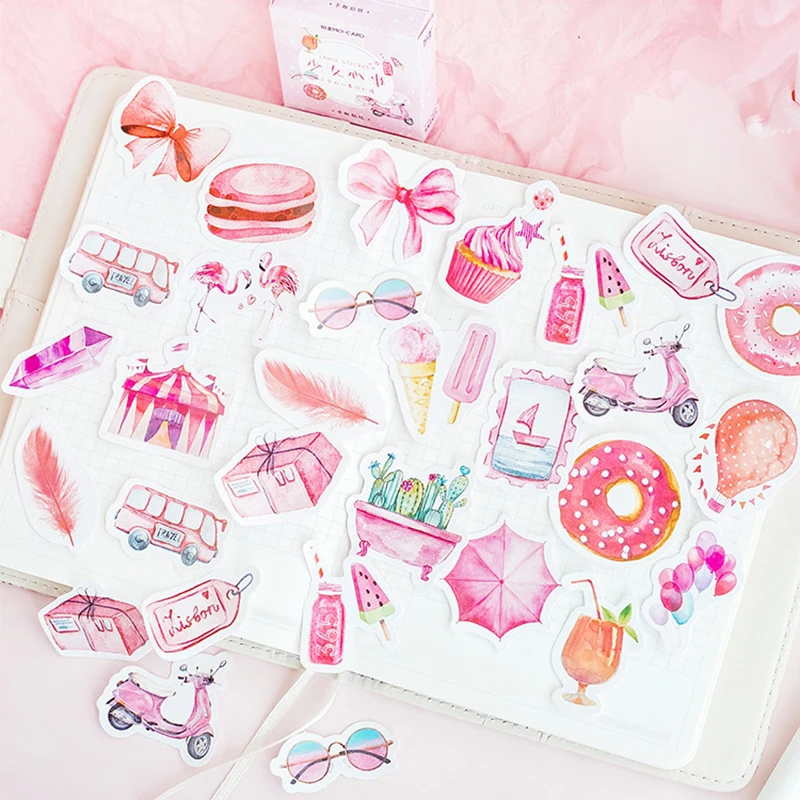 DIY коробка милые наклейки Scrapbooking этикетка Японский Корейский дневник бумага путешествия Lifelog девушка розовые наклейки