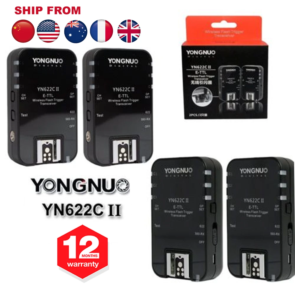 4 шт. YONGNUO YN-622C II YN622C II Беспроводной ETTL HSS вспышка триггера для Canon 70D 60D 550D 600D 650D 700D 750D 1000D 1100D 1200D