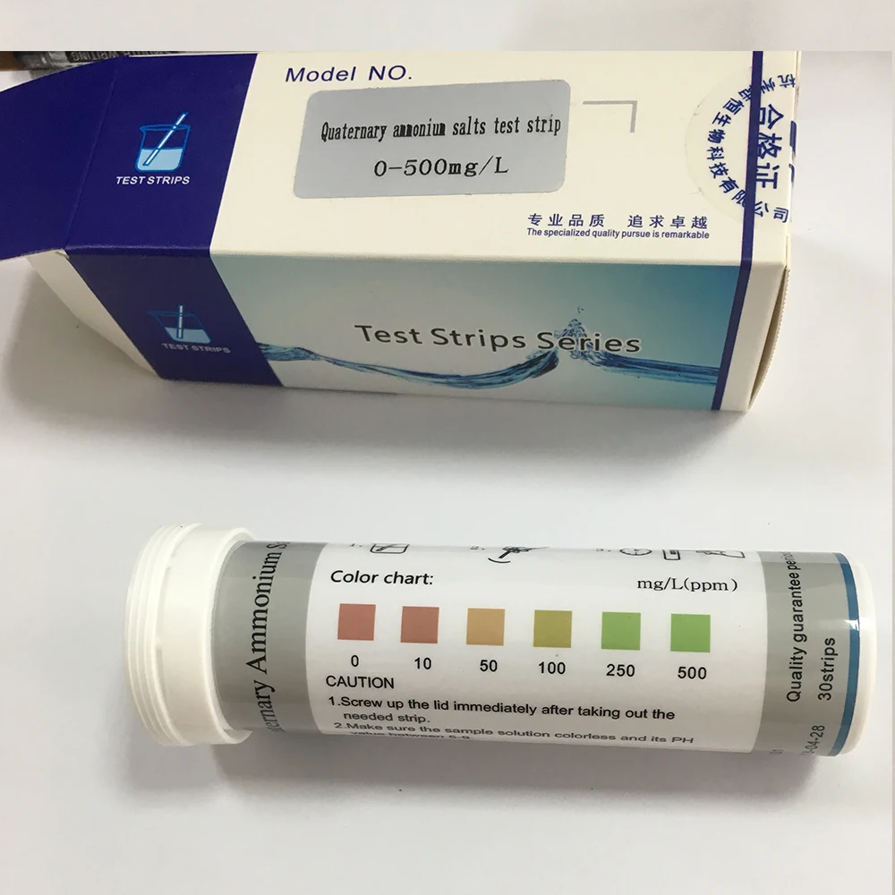 

Quaternary Ammonium Salt Test Strip High Quality Water Test Paper 30 Pieces/Box few sample strips 0-500mg/L