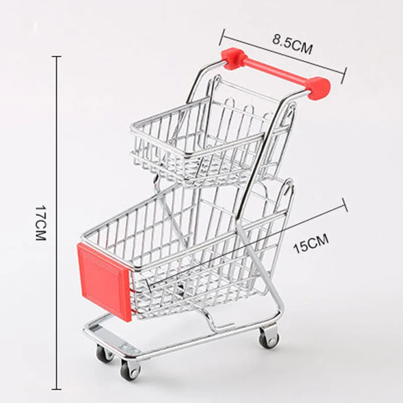 Mini Simulation Small Supermarket Shopping Cart Children Handcart Beauty Egg Tray Makeup Storage Desktop Ornaments Posing Props
