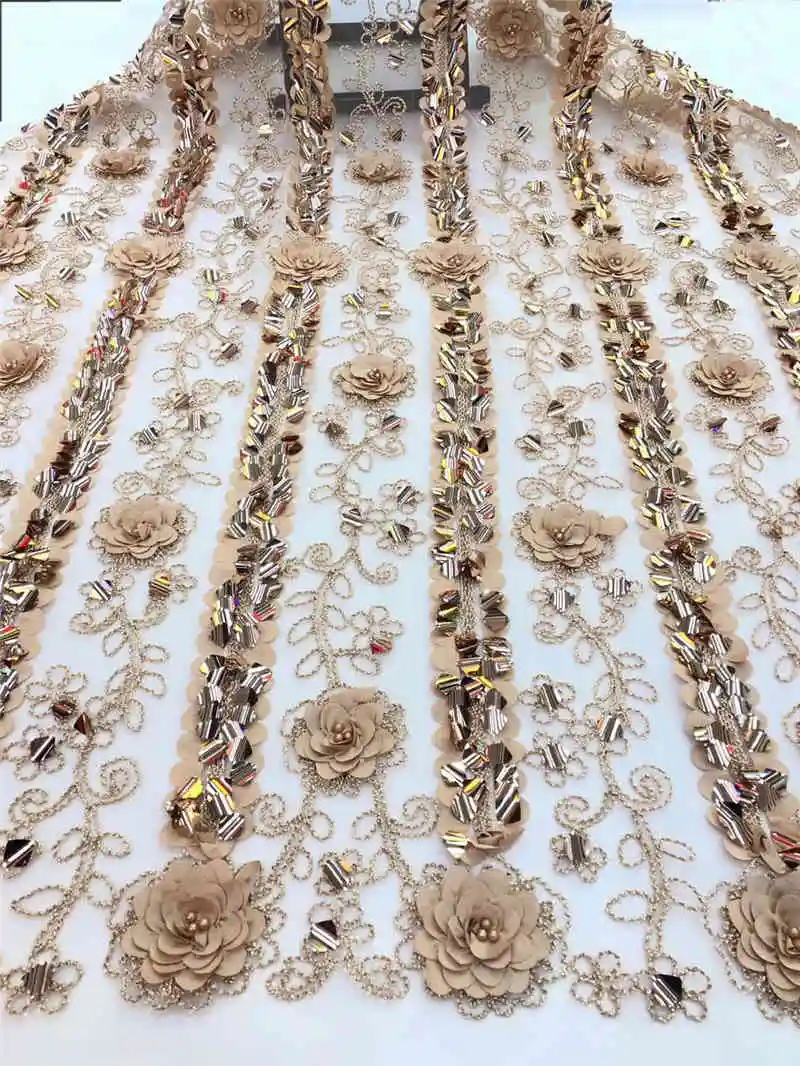 

2019 High Quality Popular African Frence Net lace Fabric 3D Applique lac with Sequins for Ghanaian Wedding Dresses NX118 Pink