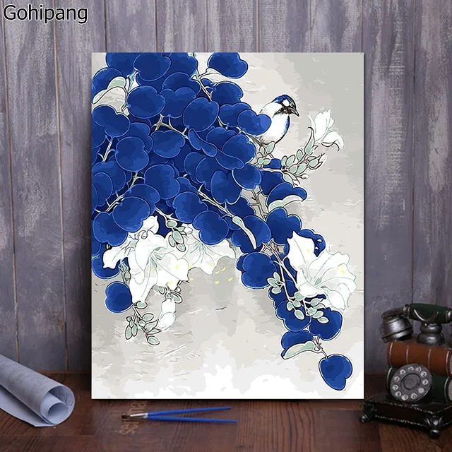 DIY digital painting by numbers flower color hand painted decorative