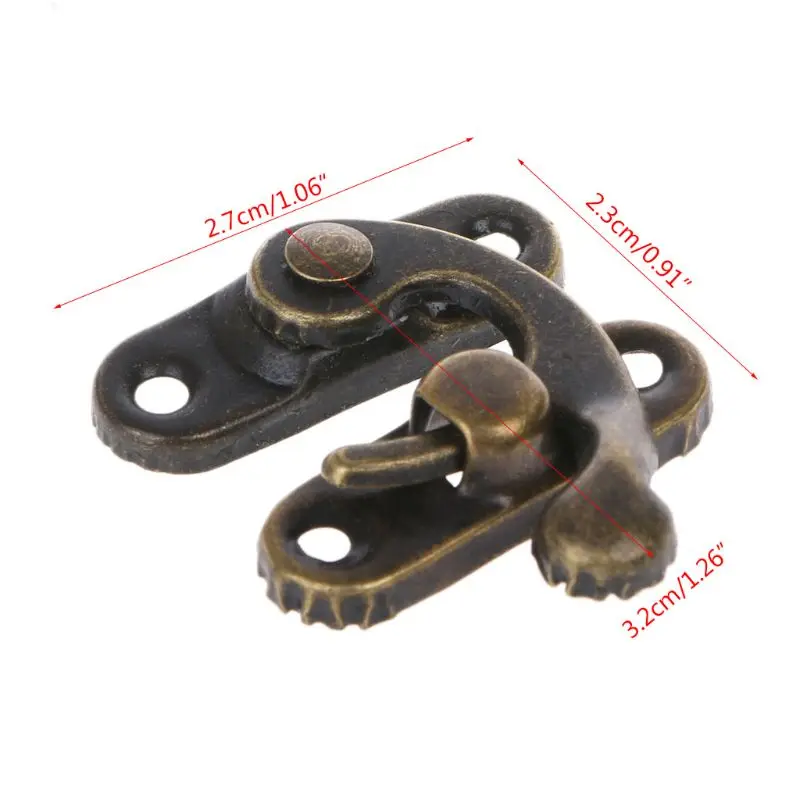 Small Antique Metal Lock Decorative Hasps Hook Gift Wooden Jewelry Box Padlock With Screws For Furniture Hardware