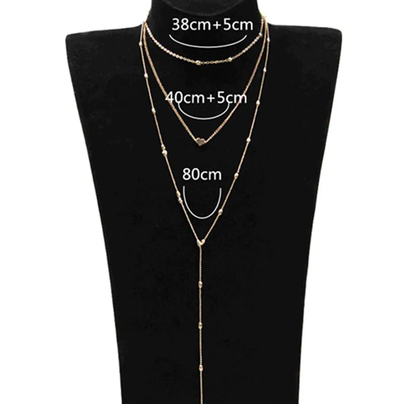 Сексуальное многослойное ожерелье с двойным сердцем, золотое ожерелье и подвеска, ювелирные изделия с длинной кисточкой,, колье, Женские Ювелирные изделия x20