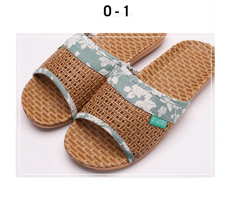 FAYUEKEY 2019 New Summer Home Cane Linen Flax Slippers For Men Beach Breathable Non-slip Slides Sandals Flat Shoes