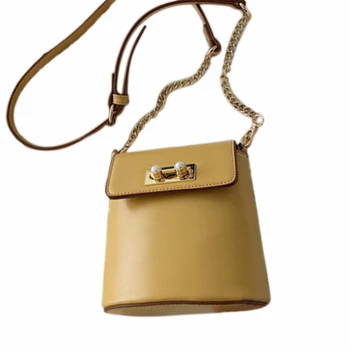 

FGGS-Pearl Buckle Pu Leather Crossbody Bags for Women Mini Shoulder Messenger Bag Female Shoulder Messenger Bags Chain Handbag