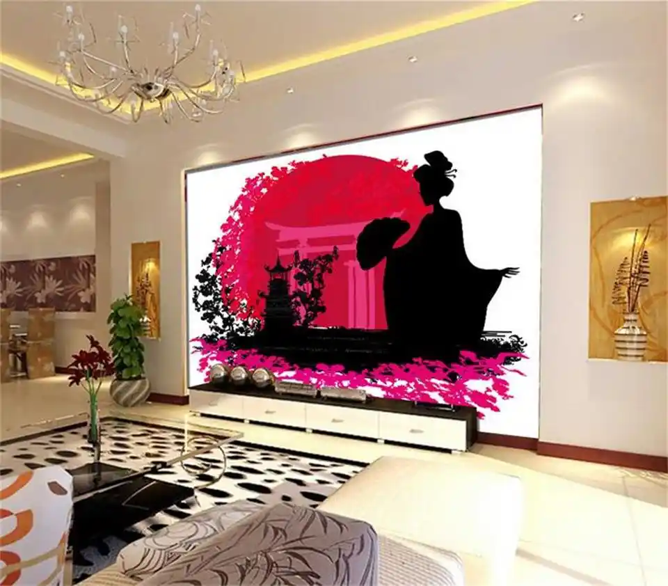 3d写真の壁紙カスタムリビングルーム壁画和風着物女性の絵画テレビ背景不織布壁紙壁用3d Wallpaper For Walls 3d Photo Wallpaperwallpaper For Walls Aliexpress