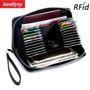 

Large Capacity Genuine Leather Card Holder Quality Wallet Long Women Wallet Zipper Clutch Casual Zipper Retro Purse Women