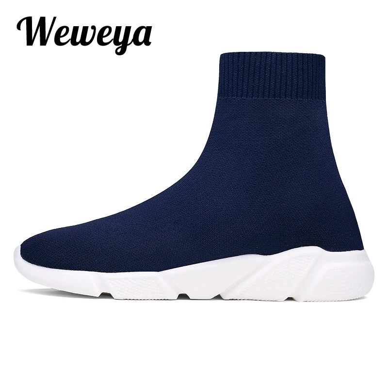 Мужские кроссовки без застежки Weweya черные на вулканизированной подошве