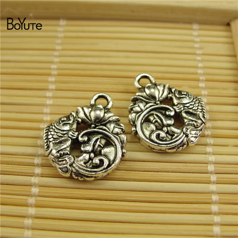 BoYuTe (100 PiecesLot) Metal Alloy Antique Silver Plated Mermaid Fish Charms Pendant Diy Hand Made Jewelry Accessories (5)