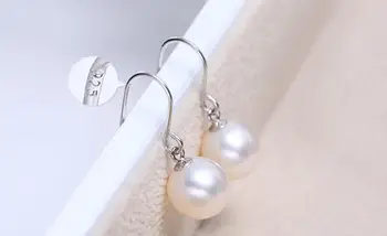 

elegant 9-10mm south sea round white pearl earring 925s