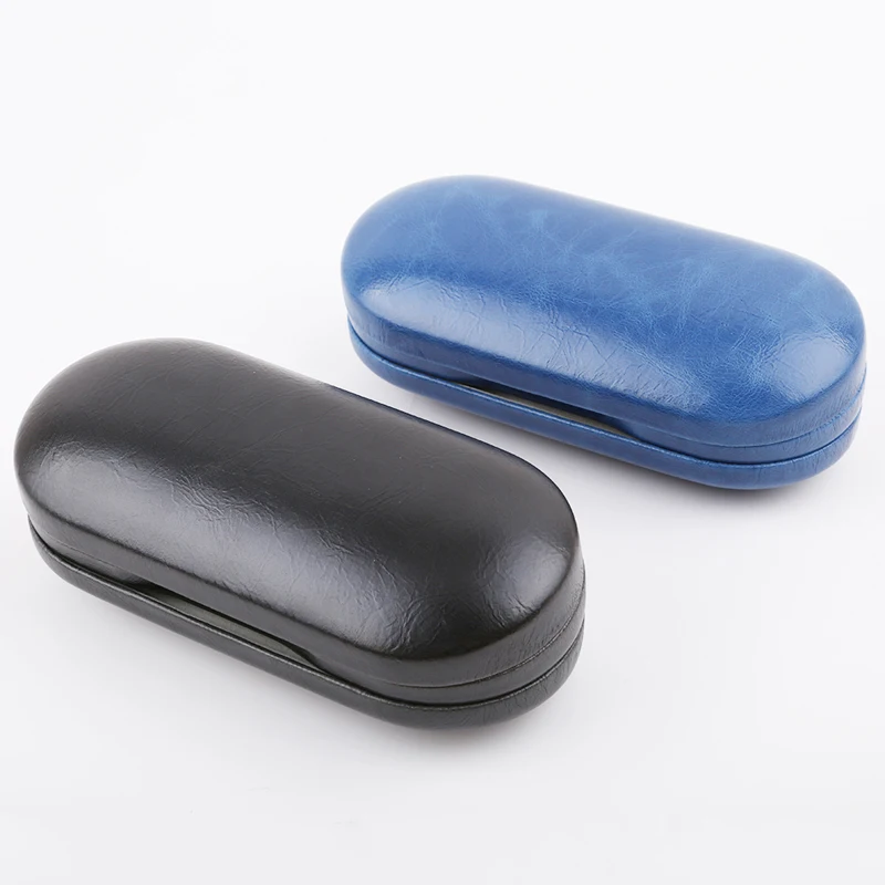 

New Leather Reading Glasses Case Double Interlayer With Mirror Metal Lens Case For Kit Box Dual Purpose Lentes De Contacto