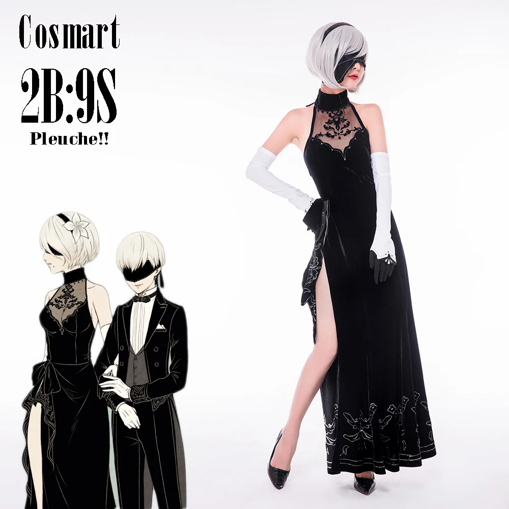 

[Customize]Pleuche Made!Game NieR Automata figure 2B 9S CP Cheongsam Party Dress Swallowtail Uniform Halloween Cosplay costume