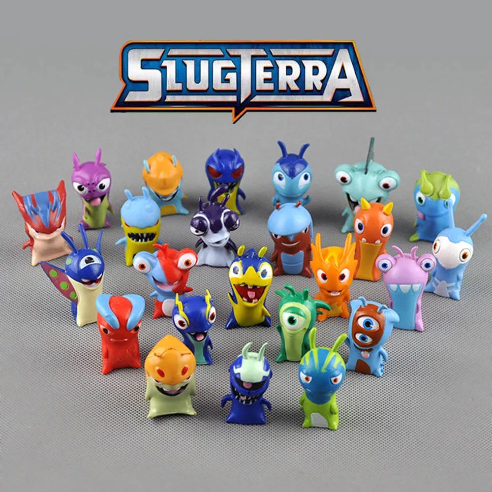 16 24pcs set Cute Cartoon Slugterra PVC Action Figure font b Toys b font Dolls Block