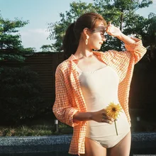 Цельный купальник женский цельный купальный костюм с пуш-ап плюс размер женское ощущение живота платье с буквенным принтом полиэстер Sierra