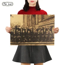 Gravata ler cientista reunião 1927 ano solvay conferência clássico parede imagem poster vintage hd bar cafe retro decoração da parede 51x36cm