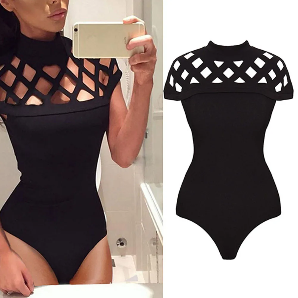 الصيف مثير ارتداءها النساء شبكة Bodycon أكمام Playsuit الإناث قصيرة بذلة الصيف combinaison pantalon فام