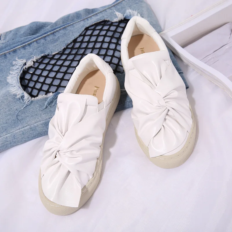 Cuir En Papillon Drag half Occasionnels Sauvage Paresseux Plat Coréenne Blanc Chaussures Pédale Épais Amour Blanc tFtqU