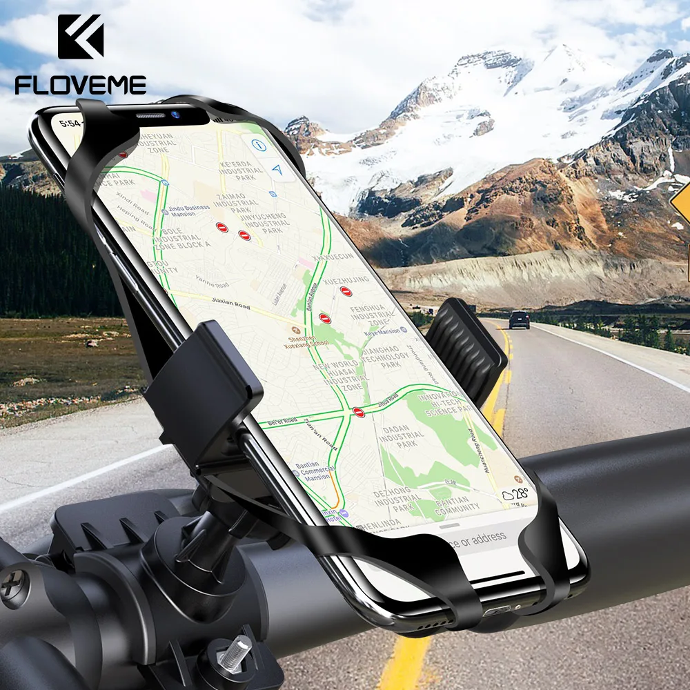 

FLOVEME Bicycle Phone Holder 360 rotation Non-slip silicone Bike Handlebar Clip Stand GPS Mount Bracket For iPhone Samsung Stand