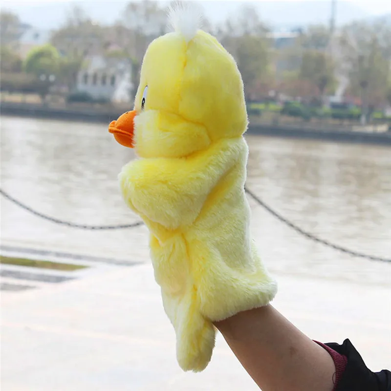 Pizies Kids Lovely Animal Plush Hand Puppets Childhood Soft Toy Duck Shape Story Pretend Playing Dolls