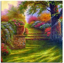 Diy Diamond Painting Cross Stitch Full Of Flowers The Road Diamond Embroidery Full Round Mosaic Decoration Needlework Resin Kits