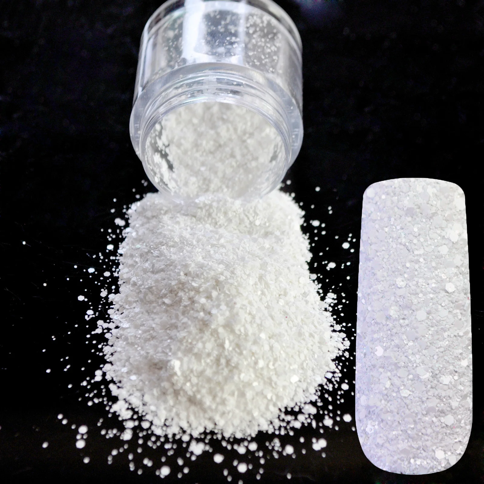 DIY Nails Exterior Snow White Sequins Nails Art Glitter Powder Mix Size