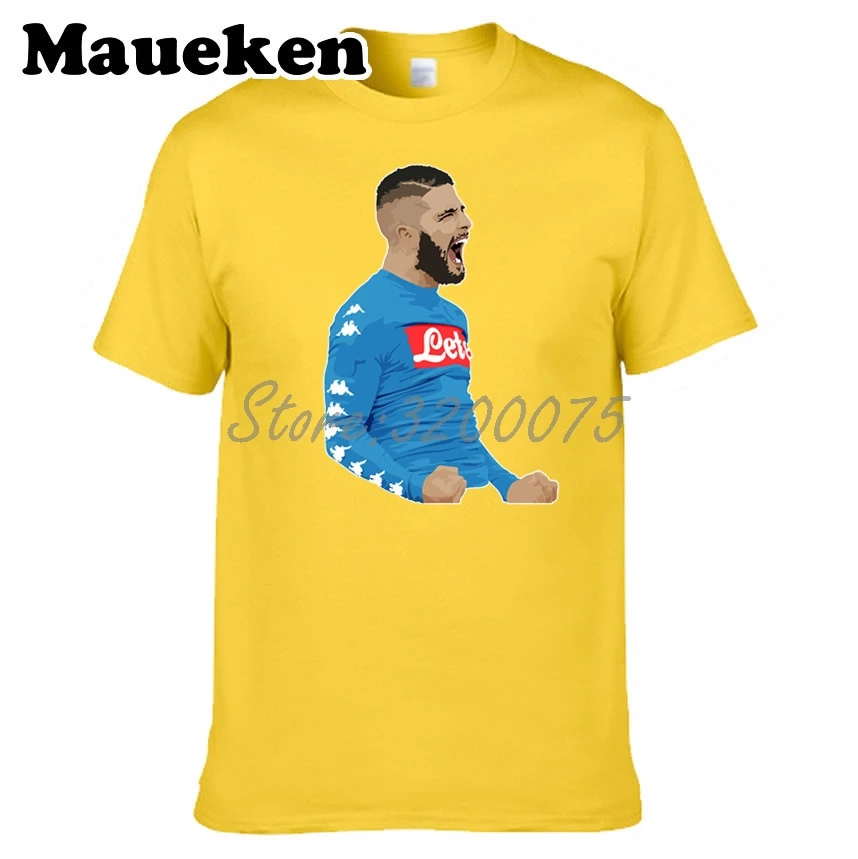 Мужская футболка Lorenzo Insigne 24 итальянская для фанатов Napoli Naples с круглым вырезом