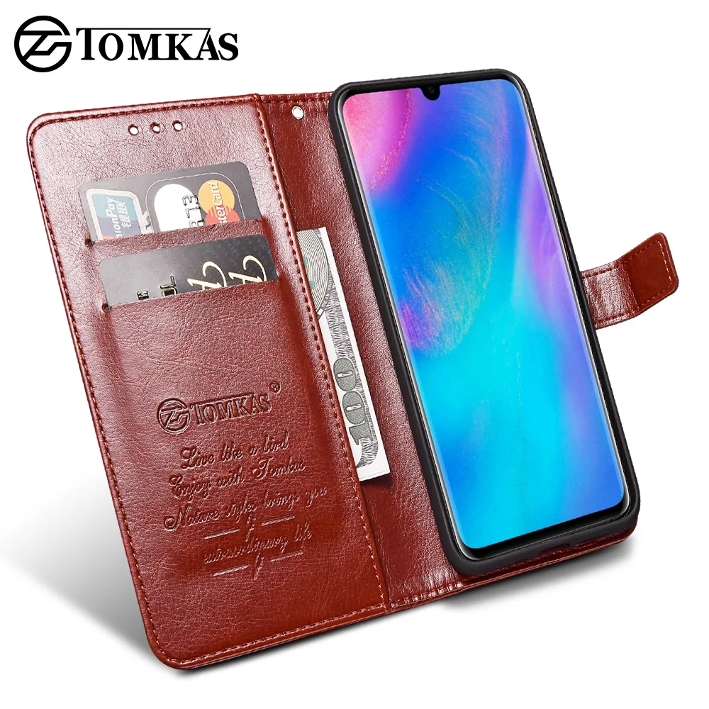 TOMKAS Flip Leather Case for Huawei P30 Lite P30 Pro Luxury Business