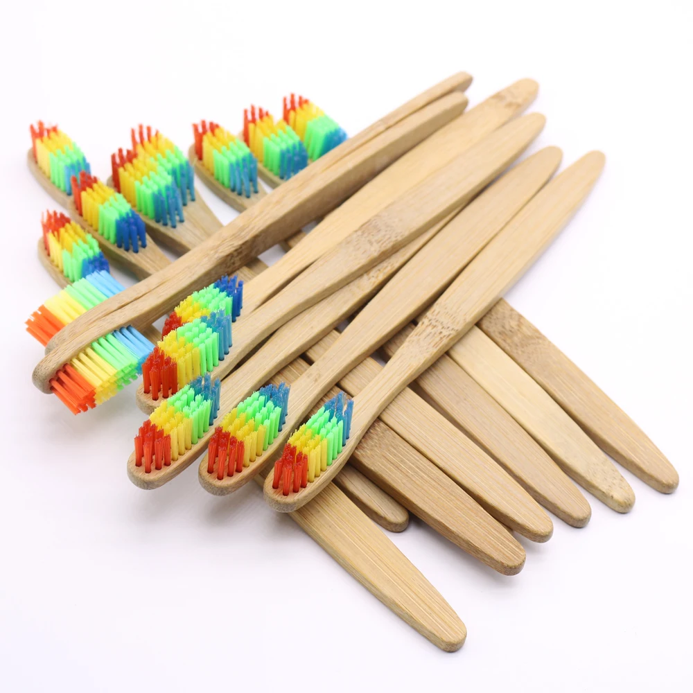 

DR.PERFECT 1000 Pcs Colorful Head Bamboo Toothbrush Wholesale Eco friendly Wooden Bamboo Toothbrush Oral Care Soft Bristle