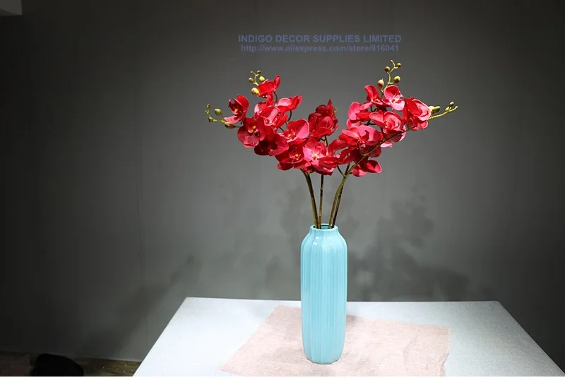 Большой размер 100 см красный фаленопсис орхидеи Шелковый настоящий сенсорный цветок декоративный свадебный цветок Цветочная вечеринка