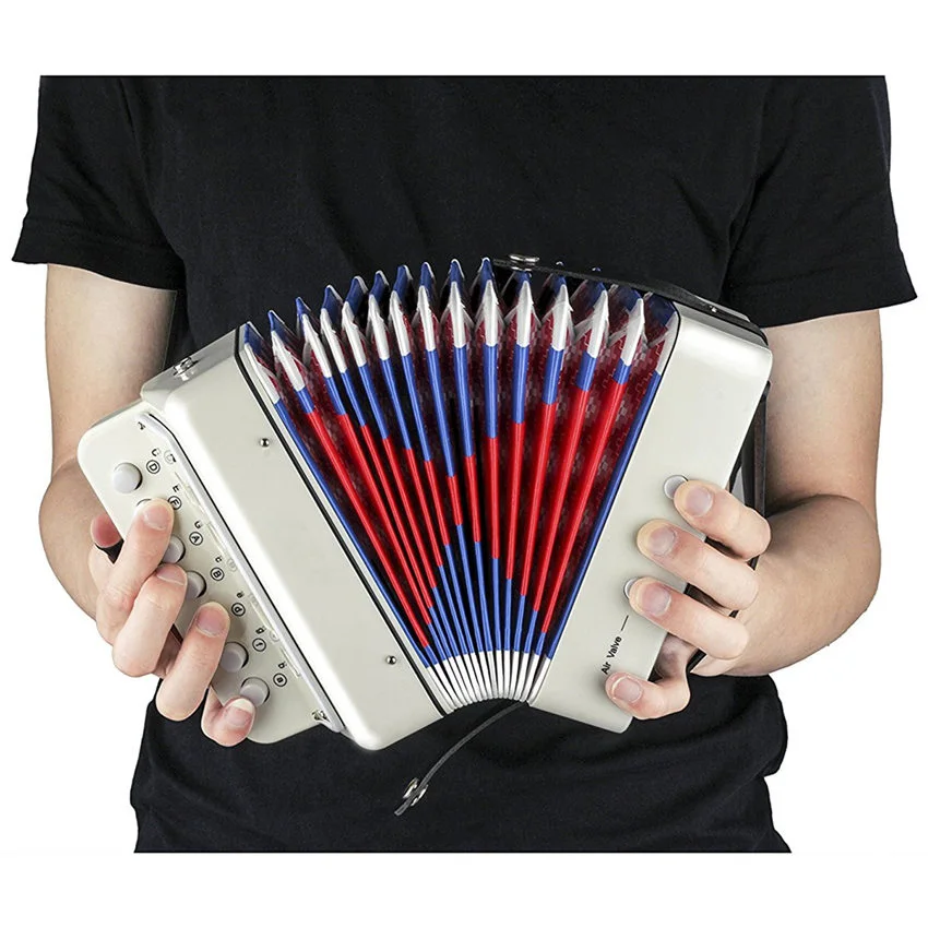7 кнопок Белый Аккордеон музыкальный инструмент моделирование обучения concertina Ритм Группа клавиатура подарок игрушки Дети