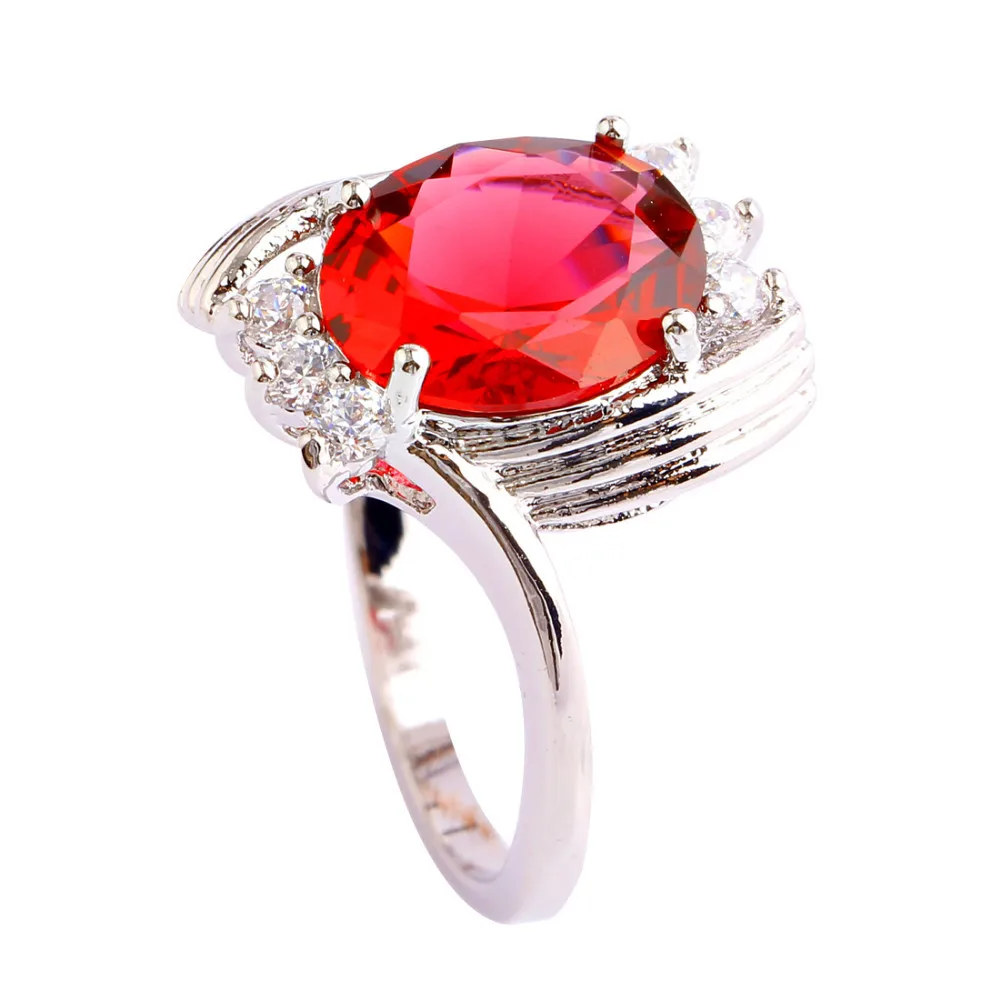 Lingmei модное серебряное кольцо Красного, белого цвета с фианитами Размер 6 7 8 9 10 11 12 дизайн ювелирные изделия