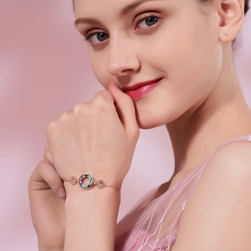 Женские золотые браслеты CDE украшенные кристаллами Swarovski модные круглые подарок